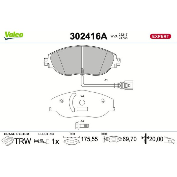 Valeo 302416A Bremsbelagsatz FüR Seat VW Skoda Audi Cupra Alhambra Leon SC VAN-image