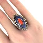 Carolyn Pollack Vintage Lapis Lazuli, Coral, Sterling Silver Ring Sz. 7.25