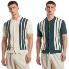 Urban Classics knit retro shirt men's casual shirt cotton 12gg striped New