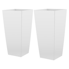 Uimoso Tall Planters Set of 2 - 26" Modern Indoor Outdoor Flower Pots, White