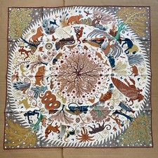 New Hermes scarf silk Carre 90 Sous Le Charme D  Orphee Double face 35" Green
