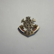 INSIGNE BROCHE BADGE FLOCON NEIGE 2 ETOILE  ESF ECOLE SKI FRANCAIS