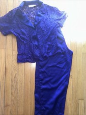 Vintage 90s Victoria Secret Gold Label Purple Lace Satin Pajama Set Medium
