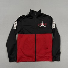 Jordan Jacket Boys Medium 10-12 Black Red Track Full Zip Jumpman Logo Colorblock
