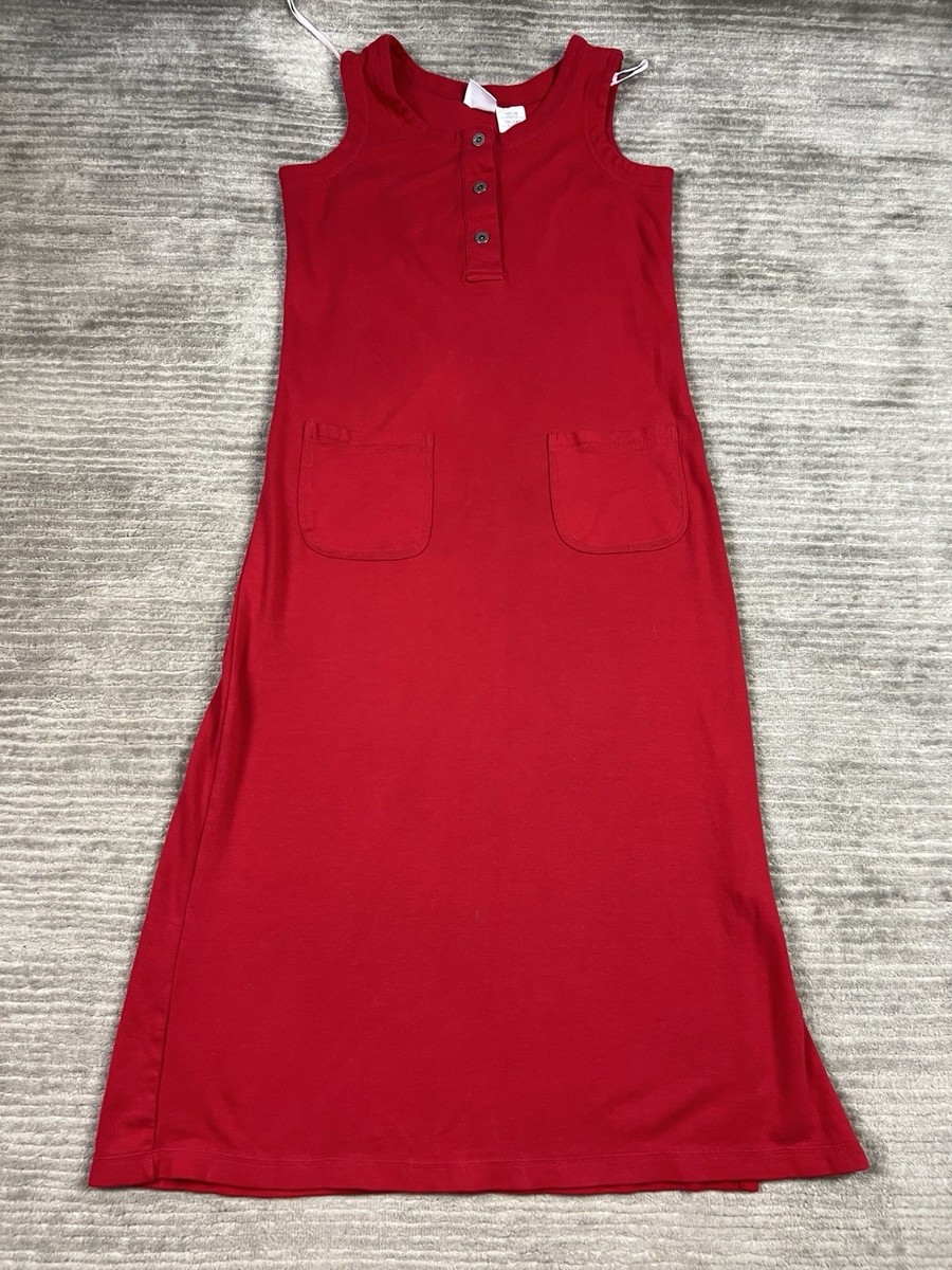 Bobbie Brooks Dress Womens Small Red Sleeveless Cotton Midi Casual | eBay