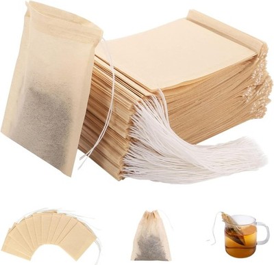200Pcs Tea Filter Bags, Disposable Bags for Loose Leaf Brown 