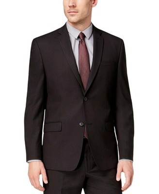 Andrew Marc Mens Slim fit 2 Piece Suit 36 S / 29 Waist Black Solid Stretch