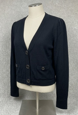 Cabi Strickjacke V-Ausschnitt schwarz 3 Knöpfe Damen Gr. M Medium Taschen Knöpfe
