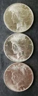 Lot of Three 1922 $1 Peace Silver Dollars