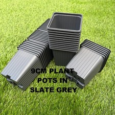 9cm square  plant pots 10 - 500 GREY deep plastic flower seedling  pots
