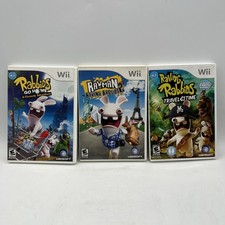 Nintendo Wii Rayman Lot of 3 A Comedy Adventure,Raving Rabbids2 & Travel in Time