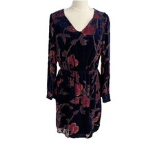 Skies are Blue Velvet Burnout Dress Medium Blue Floral Whimsigoth Fairy Grunge