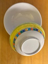 Camping Melamin Dessert- und Salatschüsseln, gelb - grün gebraucht