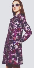 Thakoon 100% Cotton Blue Purple Abstract Camo Floral Print Trench Coat. M.