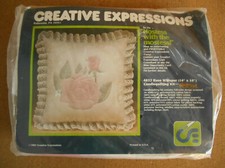 Creative Expression 4832 Rose Whisper Candlewicking Pillow Kit 1983 New