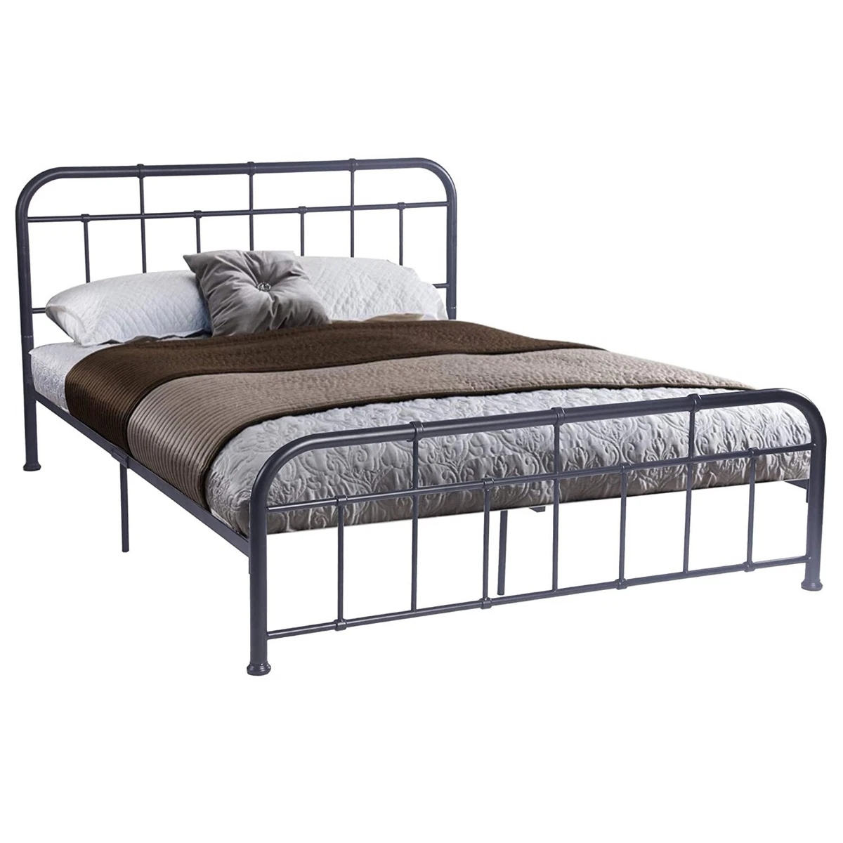 LONABR Full Metal Bed Frame 9 Legs Sturdy Iron Slats Side Rails