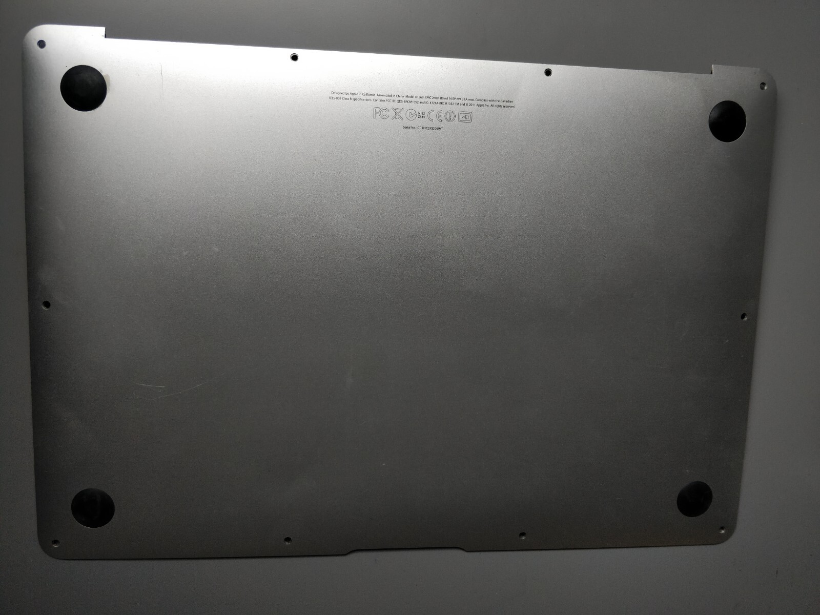 Pannello base/cover posteriore originale Apple MacBook Air 13" 2012-2017 A1369 604-1307-C foto 2