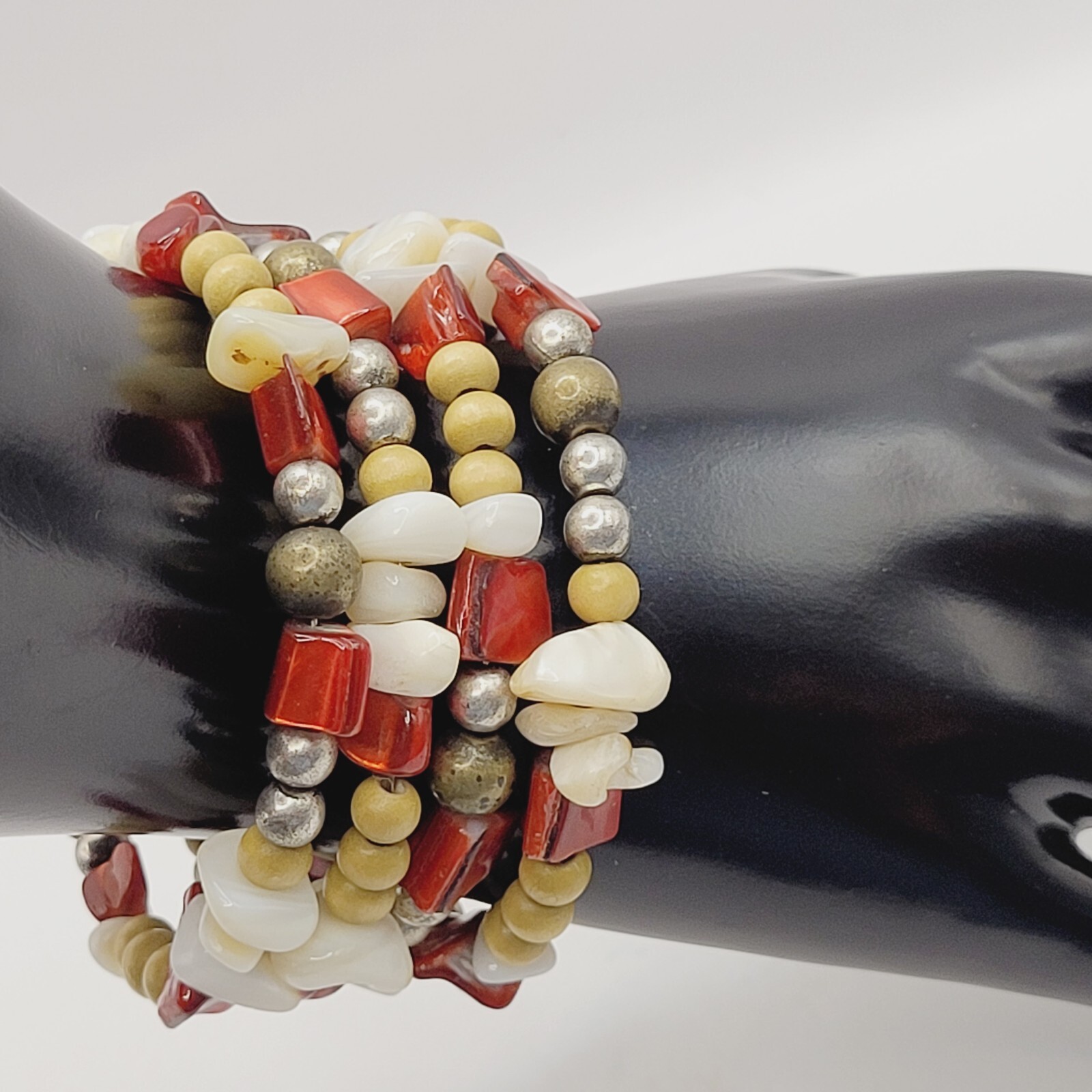 Chunky Wrap Memory Wire Glass Shell Colorful Boho… - image 18