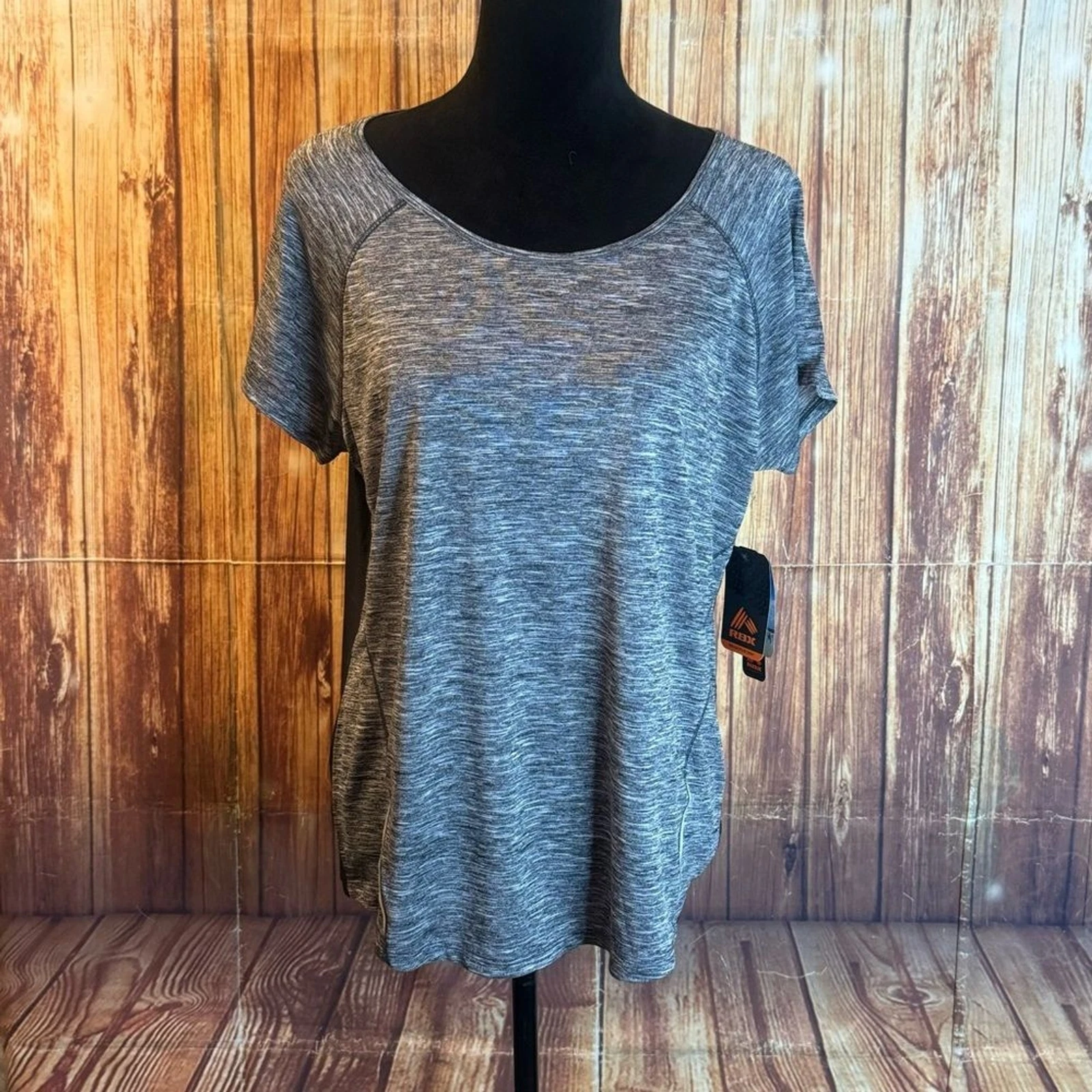 RBX Women’s Gray Short Sleeve Quick Drying Open Back Activewear Top Size Large