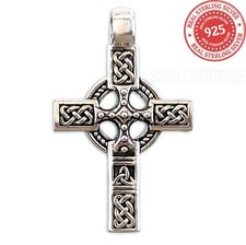 Celtic Irish Cross Necklace 925 Sterling Silver Viking Knot Pendant Men Women