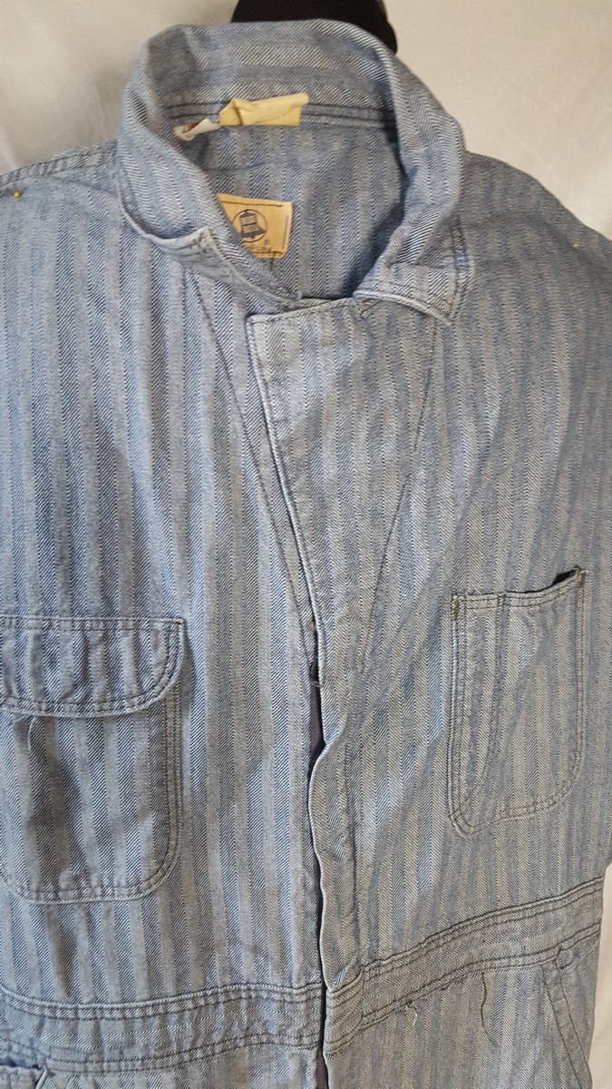 Vintage Blue Bell Herringbone Denim Coveralls original Brass Vintage Blue Bell Herringbone Denim Coveralls original Brass