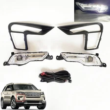 For 2018 2019 Ford Explorer Clear LED Fog Light Kit Set with Switch Bezel Wire