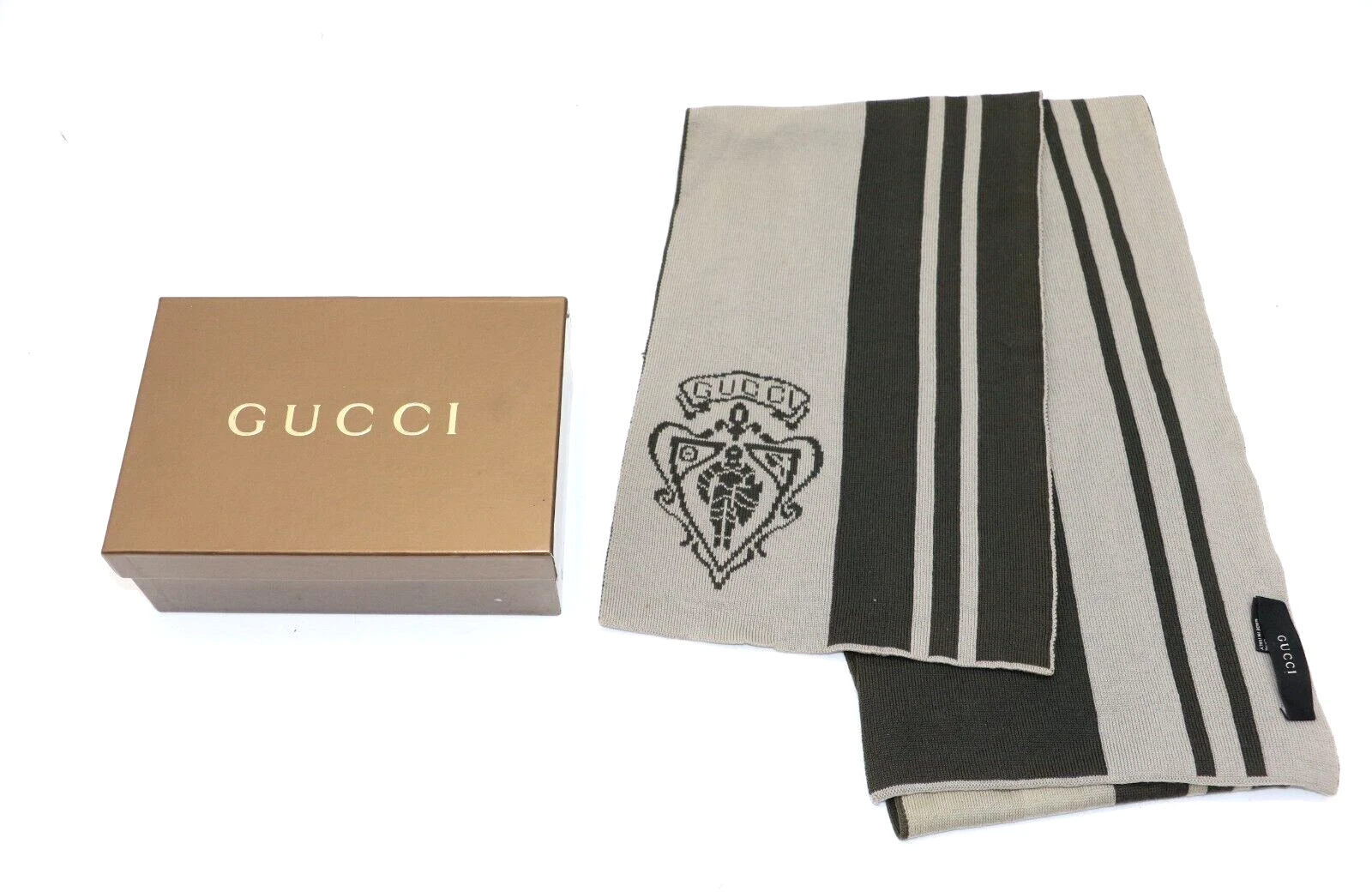 Foulard écusson rayé Gucci Hysteria   Gris/Noir