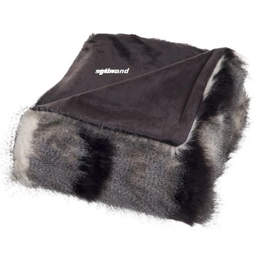 Fur Designer Adrienne Reversible Marabou Fox Faux Fur Throw blanket MFRP $179 - Image 2 of 4