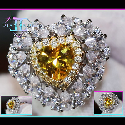 Gelber Diamant Herz Ring, gelber simulierter Diamant Ring, gelber Herz Ring