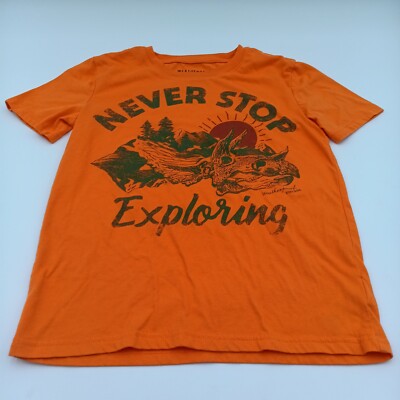 Weatherproof Vintage Shirt Boy's Medium 10-12 Orange Never Stop Exploring Tee