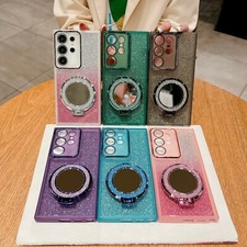 Shockproof Glitter Mirror Stand Phone Case For Samsung Galaxy S26 S25 S23 S20 FE
