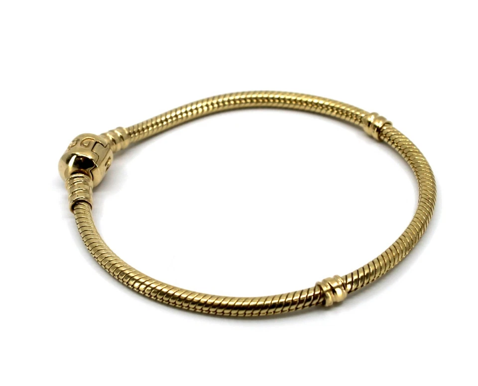 Pulseira Berloque de Cobra Pandora Ouro Amarelo Sólido 14K 7,25 Polegadas de Comprimento Autêntica - Imagem 4 de 4