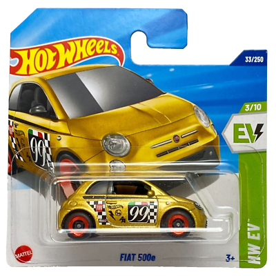 Fiat 500e Gold Hot Wheels HW EV 2025 Short Card HYW85