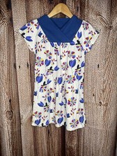 Tea Collection 100 Cotton Multi Color Short Sleeve Floral Girl s Dress Size 8