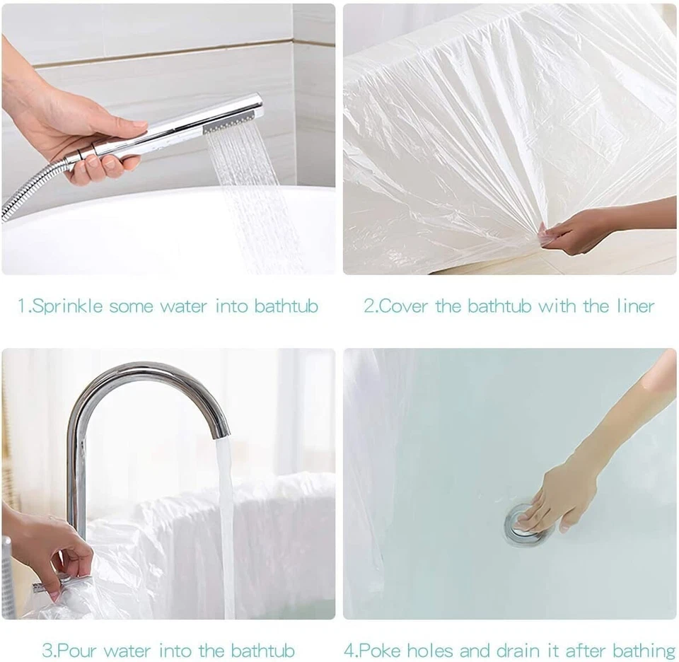 CUBIERTA DE BAÑERA DESECHABLE REVESTIMIENTO PARA VIAJES HOTELES HOGAR - 10 UNIDADES Foto 4 de 4