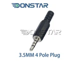 Jack plug stereo 3.5 mm 4 pole Donstar for soldering