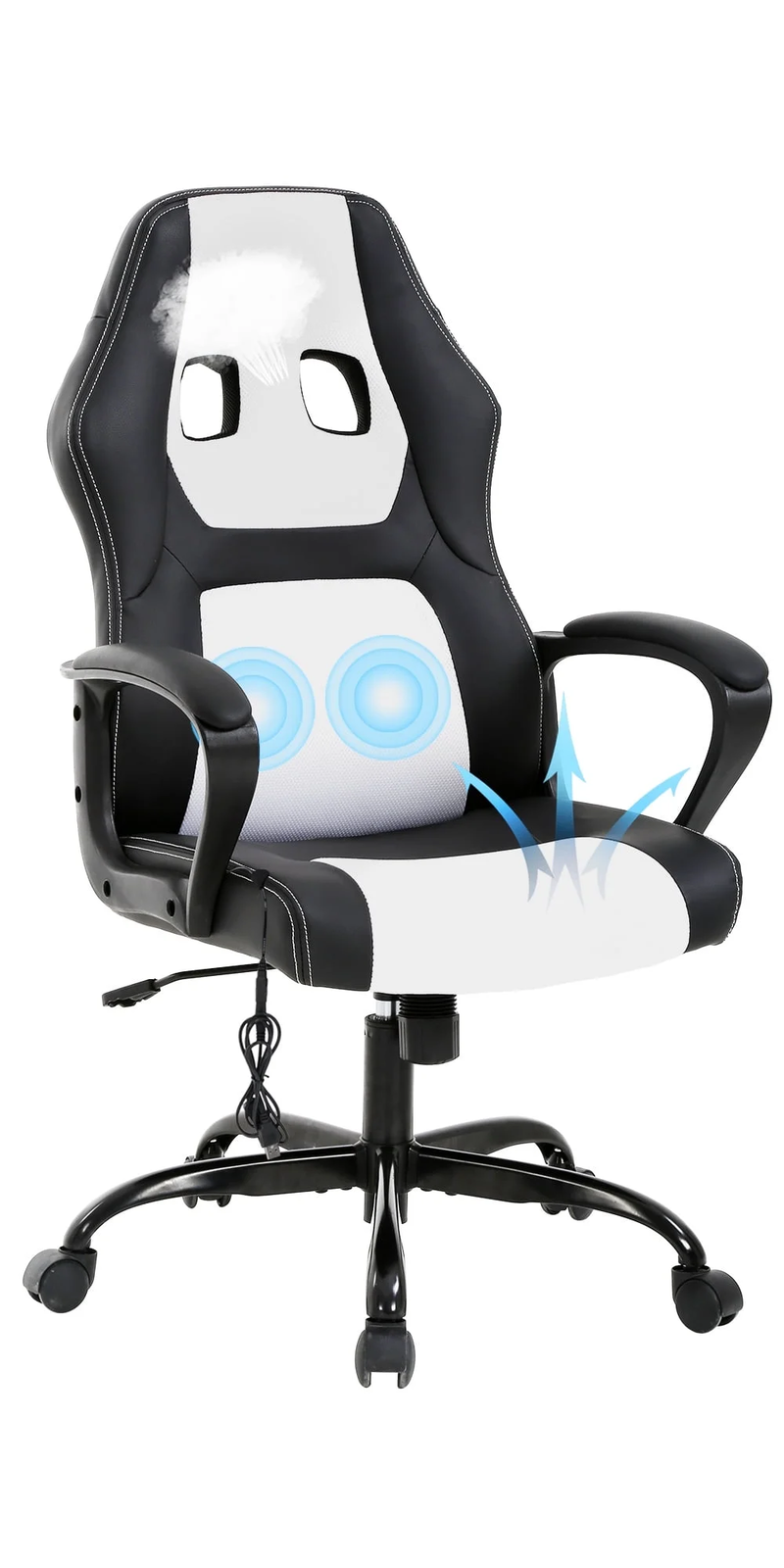 Massage Gaming Chair Video Game for Adults, PU Leather Computer Chair with Arms-image