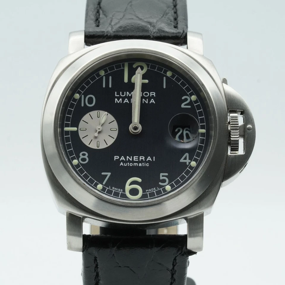 PANERAI LUMINOR MARINA PAM00086 HERREN UHR STAHL AUTOMATIK 44MM TOP ZUSTAND BLAU