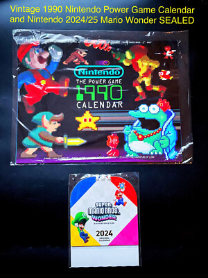 Nintendo Power Mag Vintage 1990 Calendar Super Mario Bros Wonder