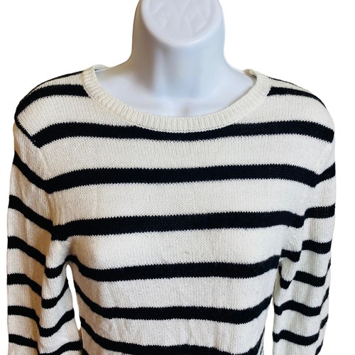 I.N. Girl white and black striped sweater dress with metallic threads size XL - Picture 2 of 7