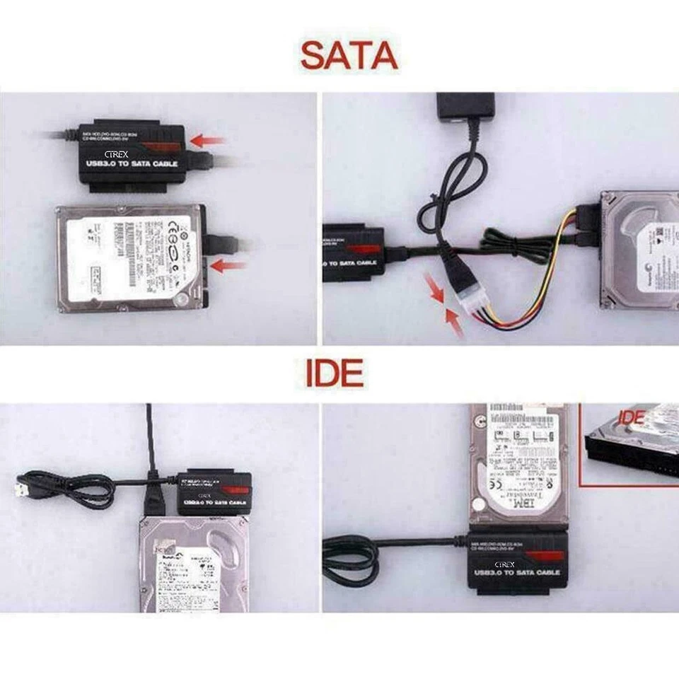 USB 3.0 to IDE SATA Converter Adapter Hard Drive 2.5" 3.5" HDD SSD Power Adapter - Image 2 of 4