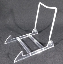 Easel Display Stand Medium Size ADJUSTABLE White Back Clear Base