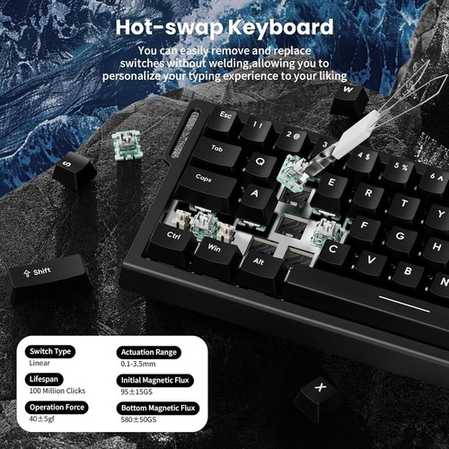 ATTACK SHARK X68 HE 60% RGB 8000Hz Rapid Trigger Wired Gaming Keyboard, Snap Tap - Zdjęcie 17 z 45