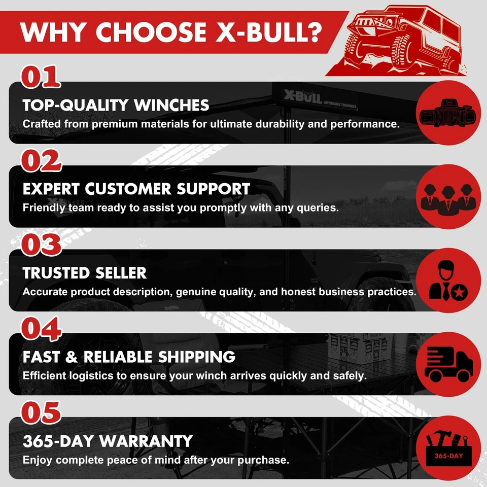 X-BULL Winch 14500LBS 13500LBS 12000LBS Waterproof 4WD Trailer Jeep Offroad 4×4 Foto 3 de 3
