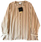 Cynthia Rowley Blouse Womens Sz 3X Linen Blend Stripe LS Coastal Tunic Top NWT