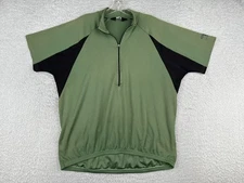Bellwether Cycling Jersey Adult 2XL XXL Green Black 1/2 Zip Polyester Short Slee