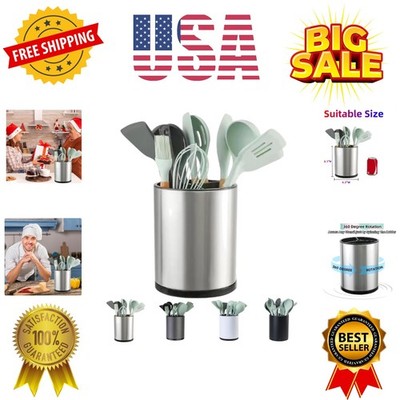 Kitchen Utensil Holder Extra Large 360°Rotating For Counter Organizer Stainle...