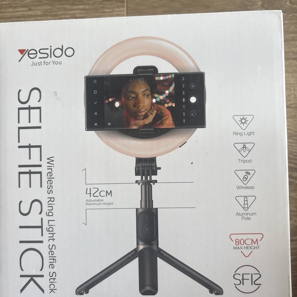Yesido Wireless Ring Light Selfie Stick Tripod Monopod Pole Phone iPhone Samsung - Image 4 of 4