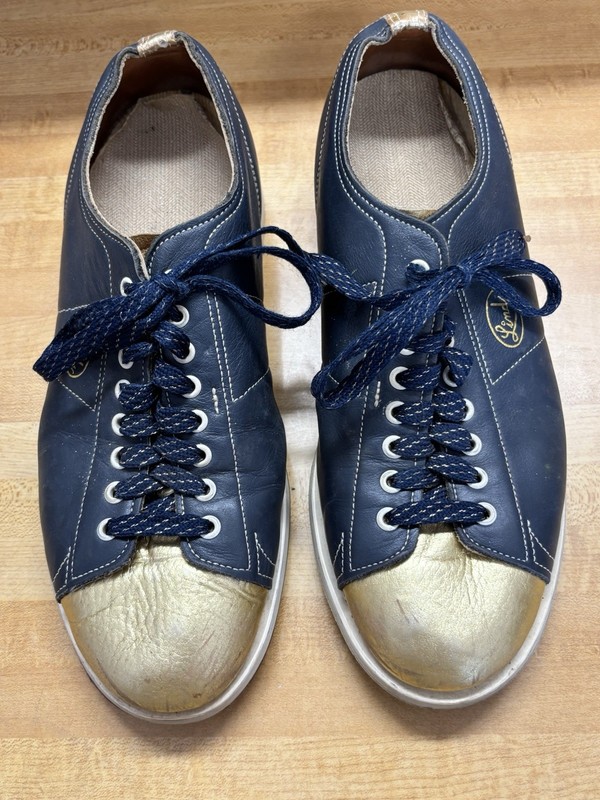 Linds Men’s Bowling Shoes 8.5 M Gold Toe & Heel – Leather Vintage Pro Model Rare