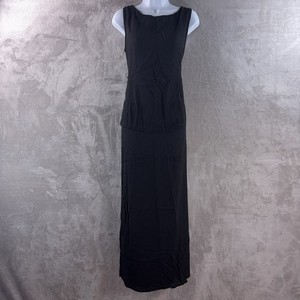 Eileen Fisher Black Two Piece Set Womens Size Medium Top Maxi Skirt Viscose